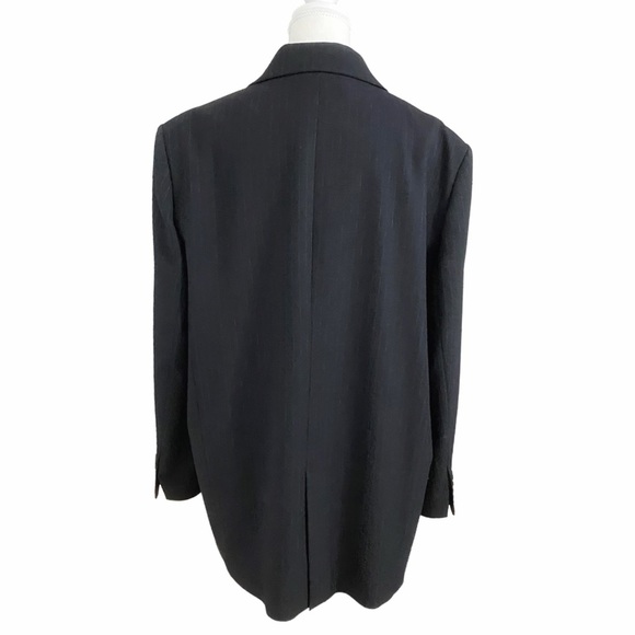 ZARA WOOL BLEND NAVY PINSTRIPE PEAK LAPEL SINGLE BUTTON BOYFRIEND BLAZER - XXL - Picture 3 of 10
